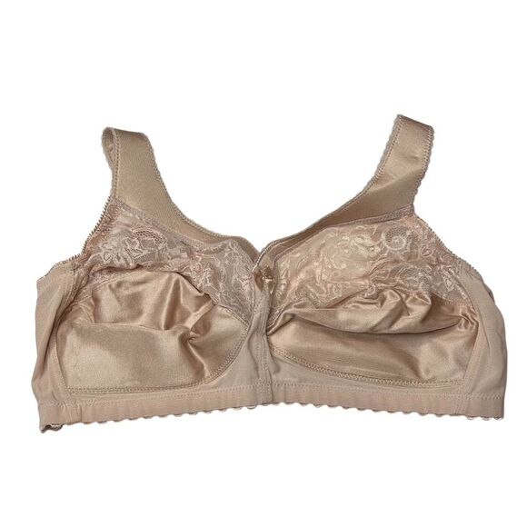 Glamorise Tan unlined Full Coverage Wireless Bra with Lace Detailing 36F 36DDD - Picture 1 of 5